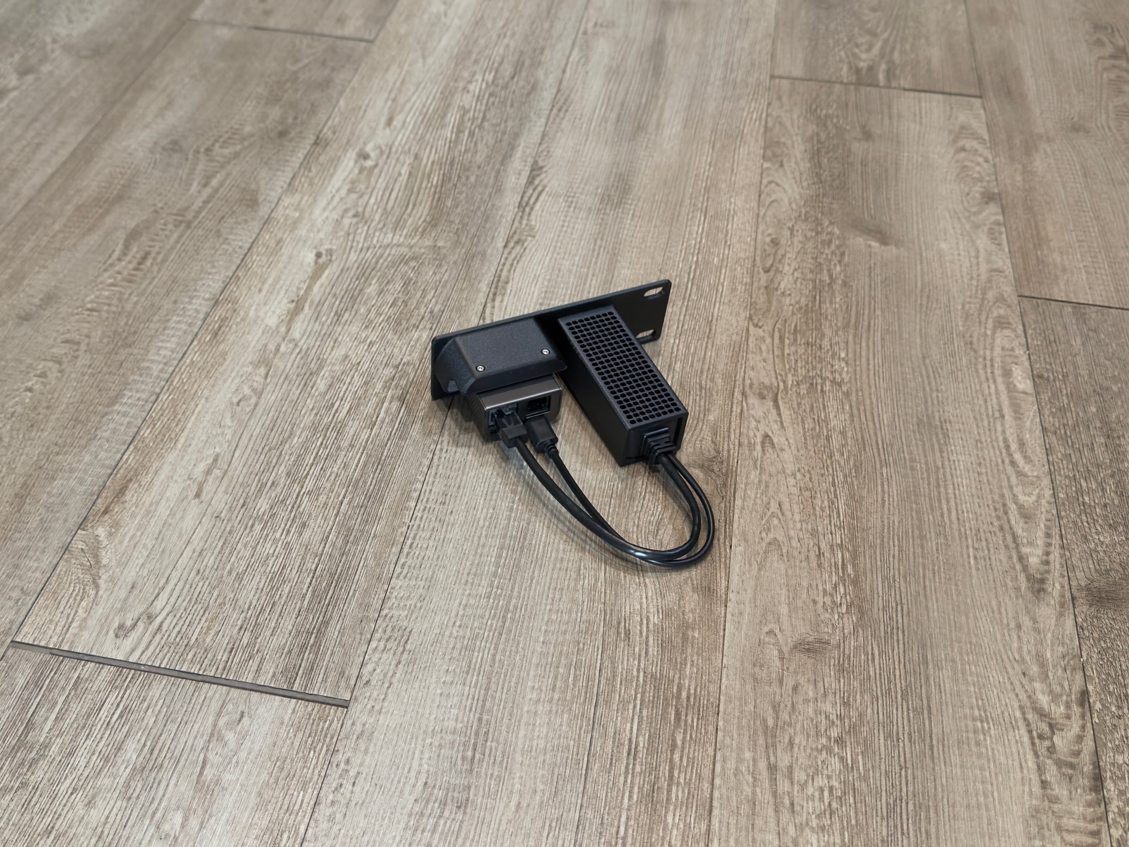 JetKVM Carbon Fiber Infused With PoE Holder 1U Rack Mount includes PoE Adapter