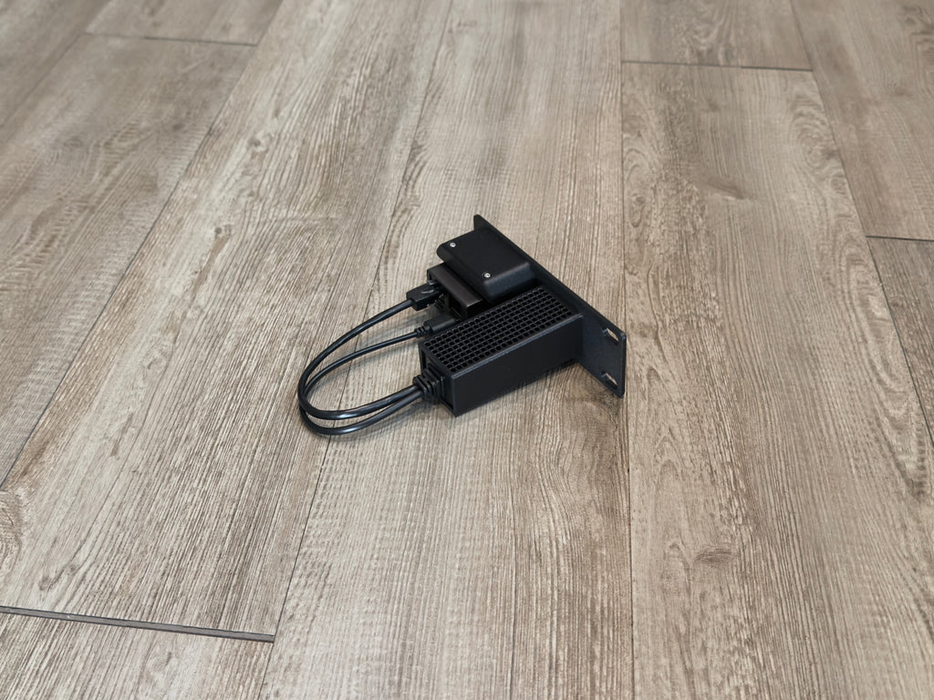 JetKVM Carbon Fiber Infused With PoE Holder 1U Rack Mount includes PoE Adapter