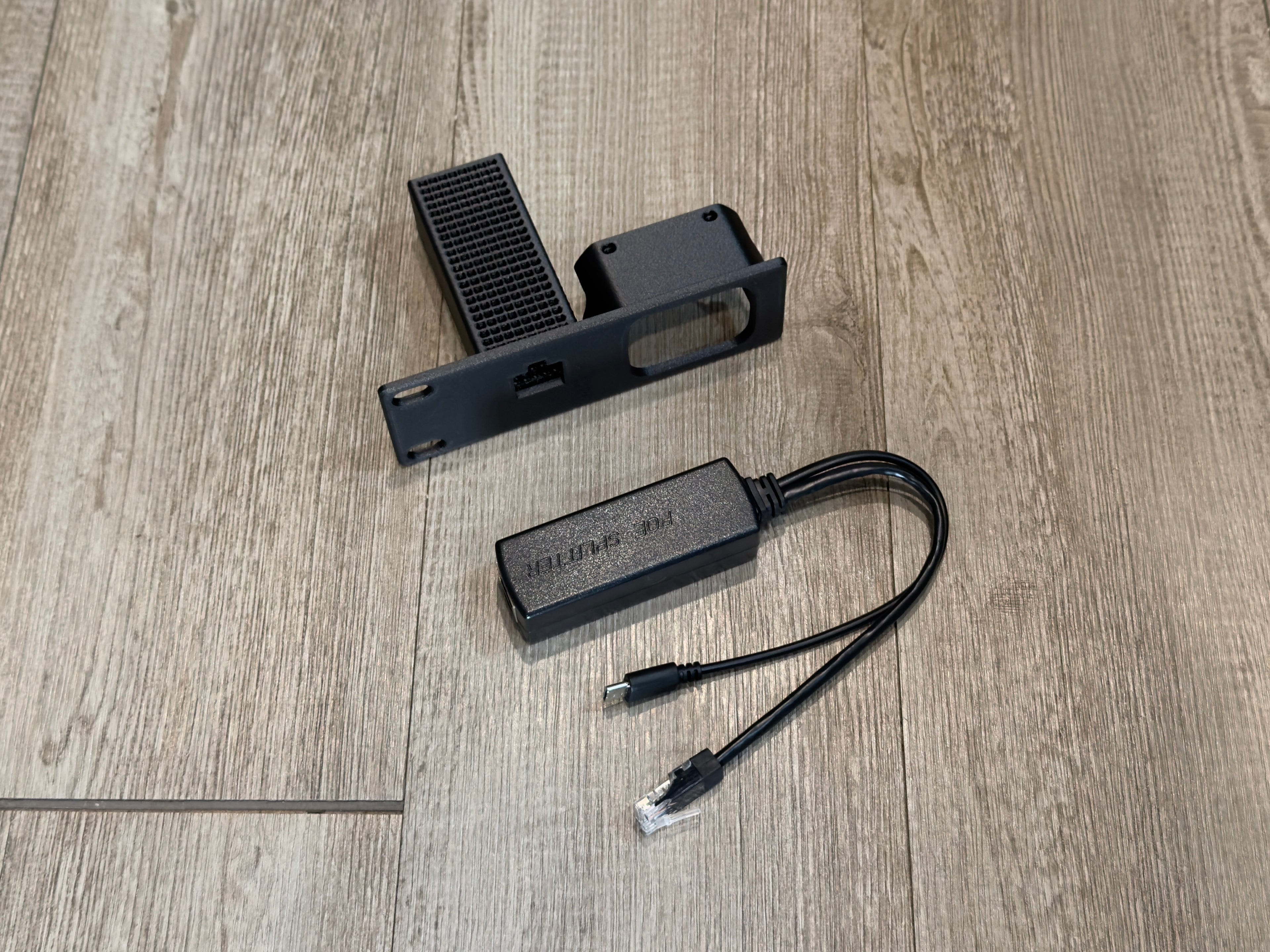 JetKVM Carbon Fiber Infused With PoE Holder 1U Rack Mount includes PoE Adapter