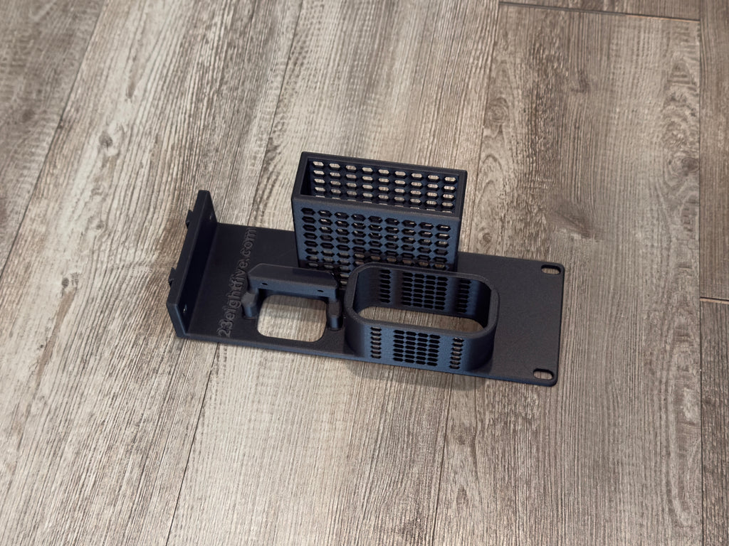 Apple TV 4K, Comet Pro, and JetKVM Carbon Fiber 2U Rack Mount Half