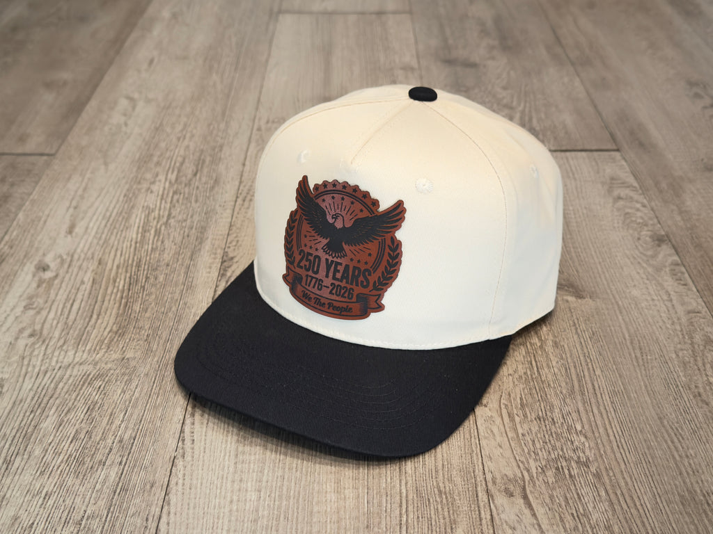 America 250 Hat With Bald Eagle Leatherette Patch Snapback Cap