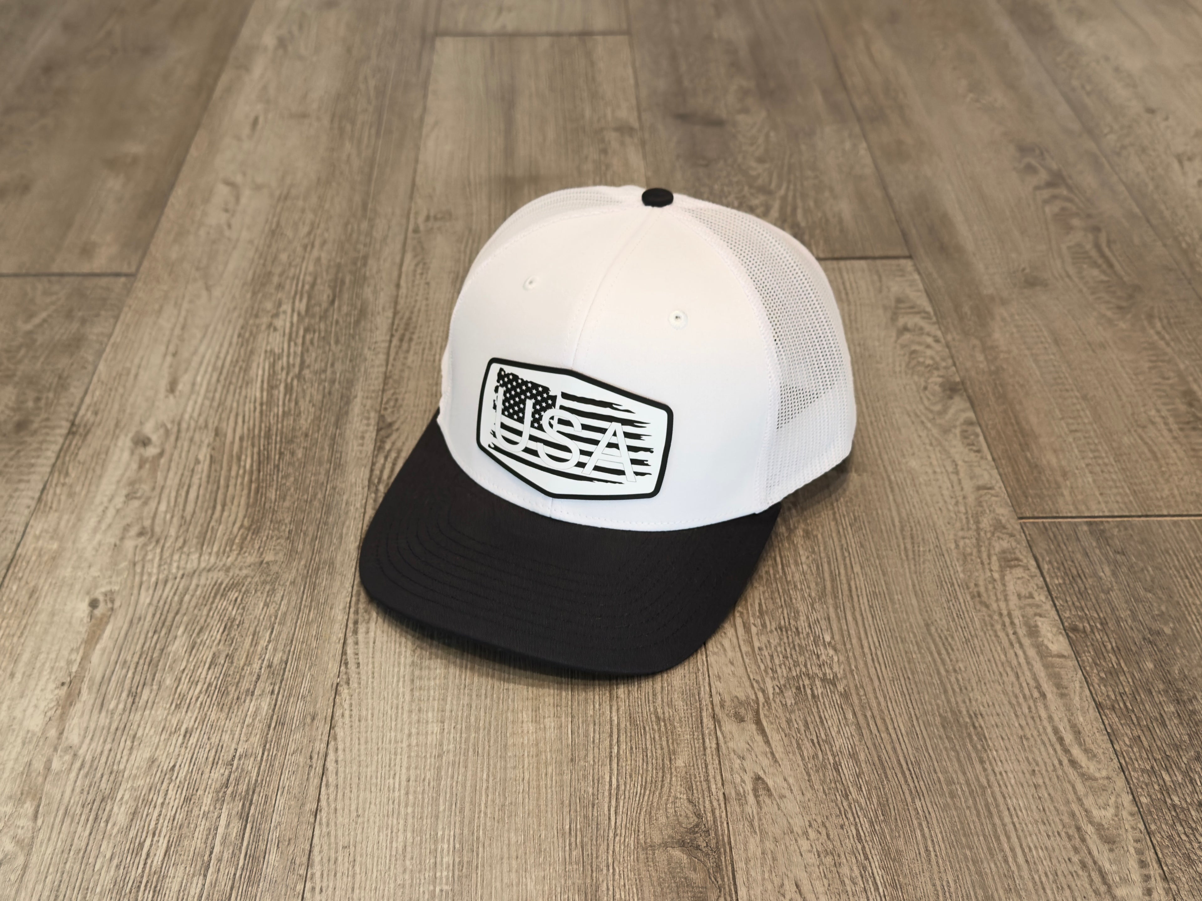 American Flag Trucker Hat Richardson 112 with USA Patch