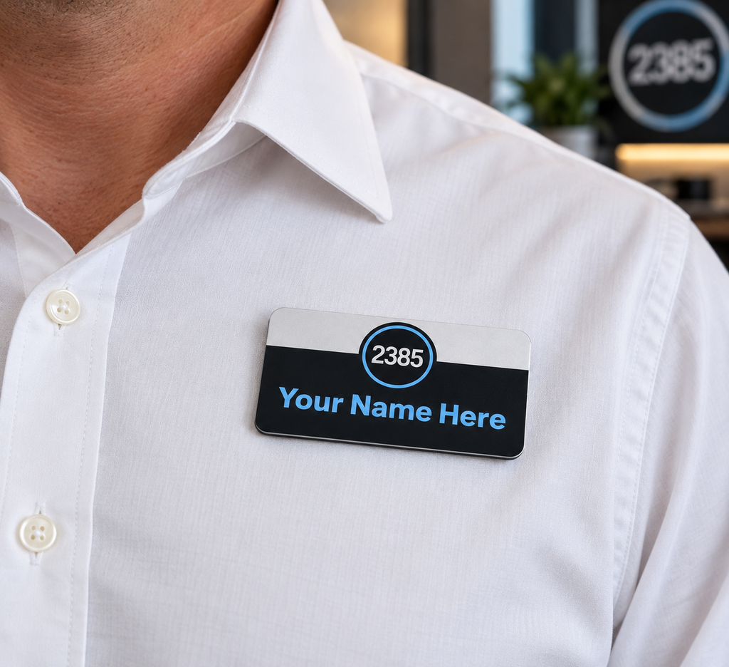 Custom UV Printed Clear Acrylic ID Badge with Magnetic Back main